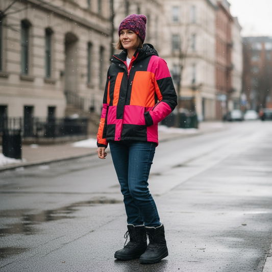 Handmade Chunky Knit Beanie Purple Pink & Orange Speckled Winter Women’s Hat