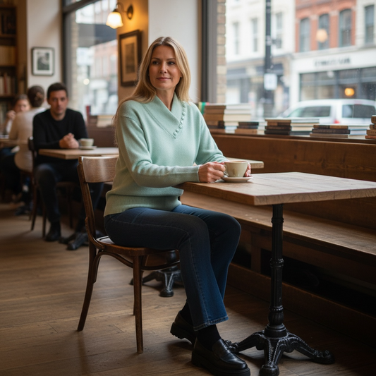 Christie & Jill Vintage Mint Green Lambswool Angora Sweater Medium 80s/90s Soft Touch Knit