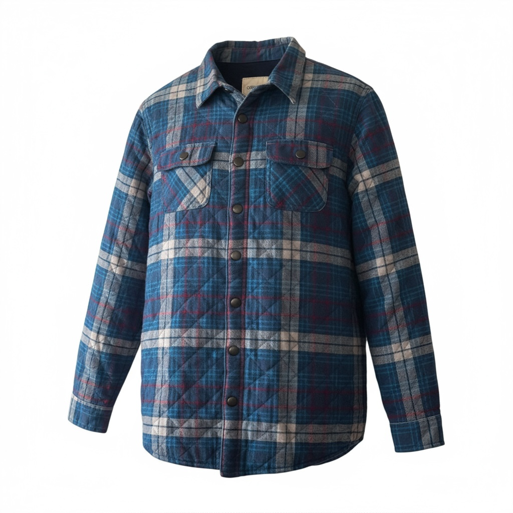 Cherokee Retro Quilted Plaid Flannel Women’s Jacket M | Juinior XL | Blue & Gray Cabincore Shacket