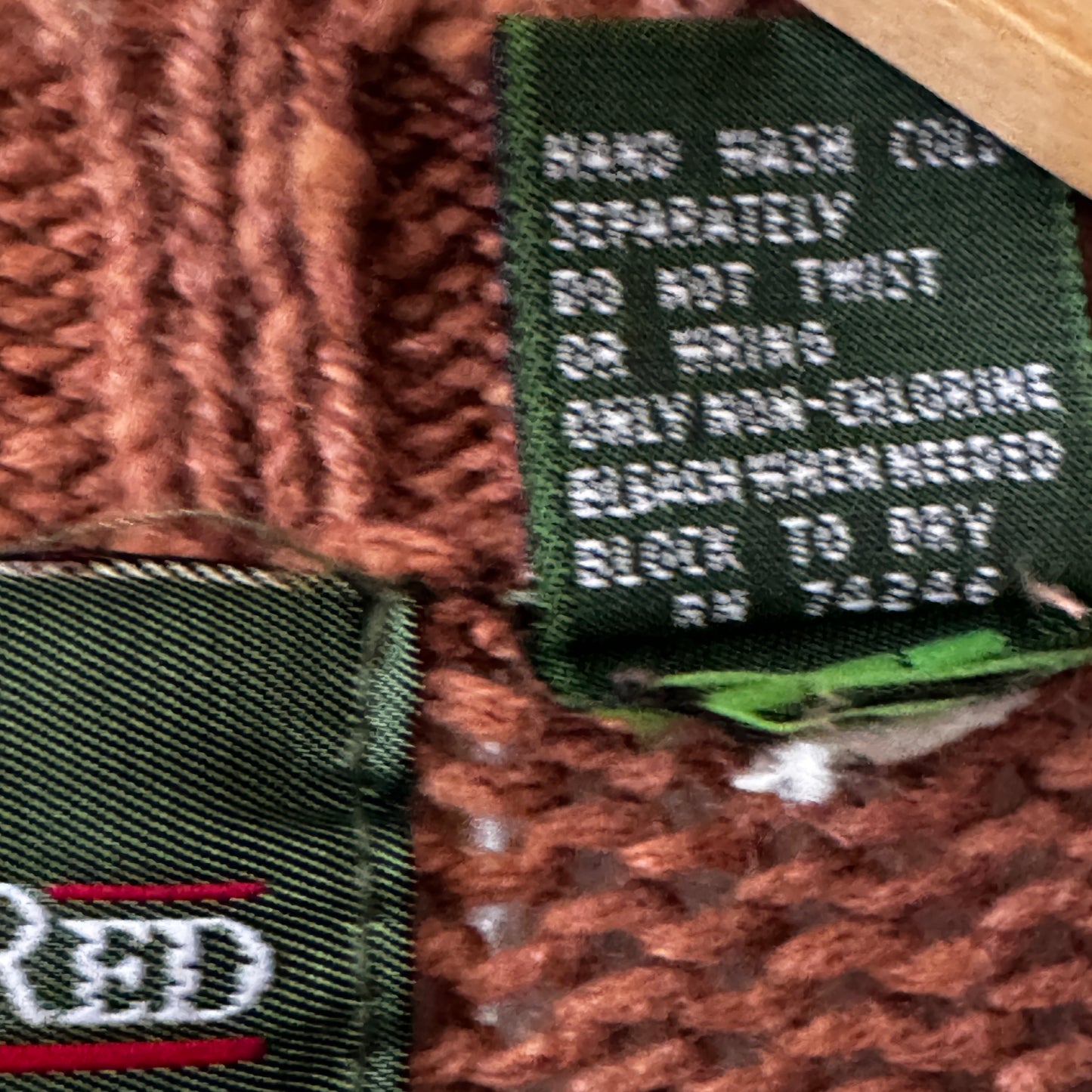 Vintage 80s Outback Red Cable Knit Women’s Sweater Rust Brown Linen Ramie Blend Size Small