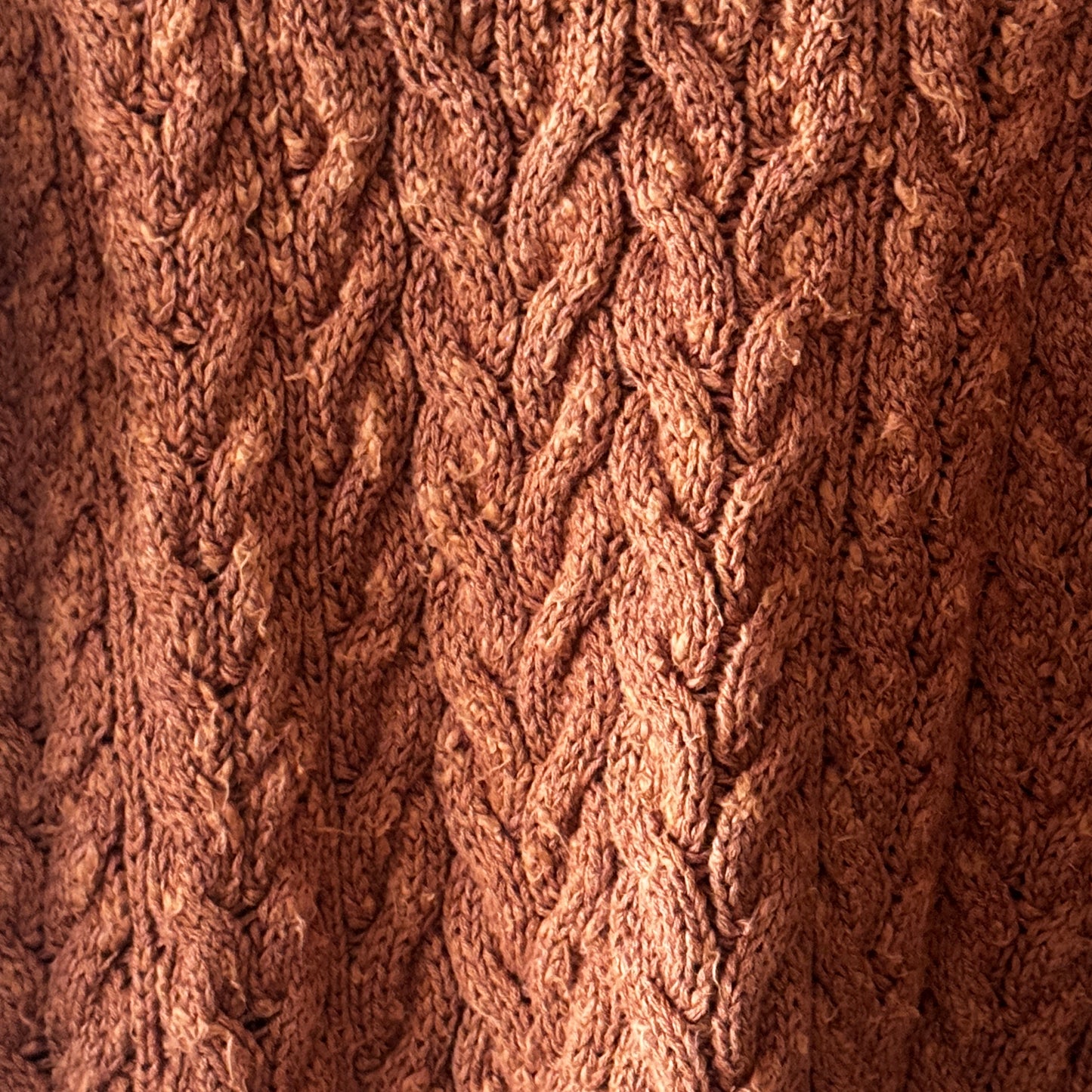 Vintage 80s Outback Red Cable Knit Women’s Sweater Rust Brown Linen Ramie Blend Size Small