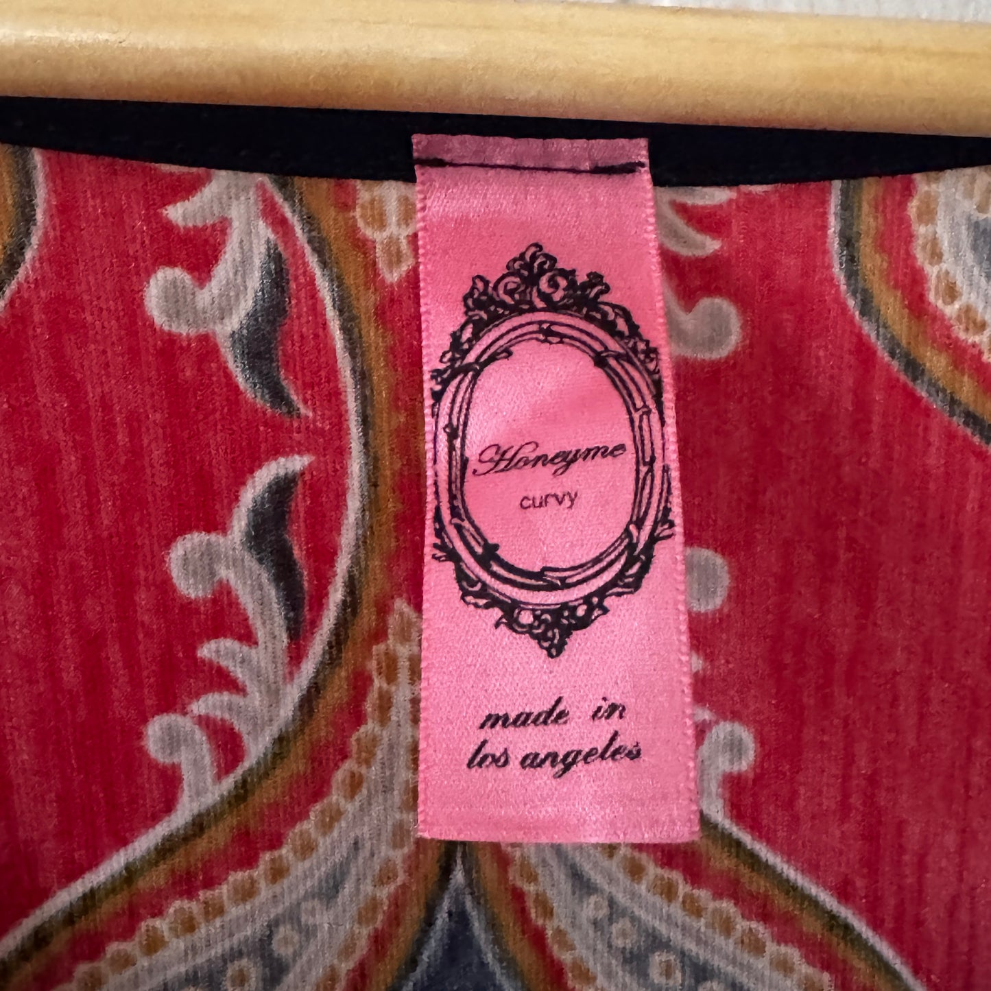 70s Boho Revival Retro Paisley Swing Dress Red Teal Made in LA Dress Women’s Size 1X