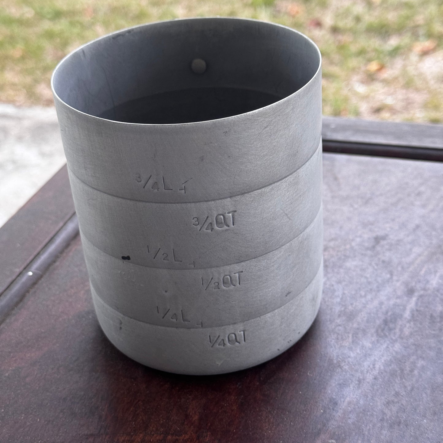 Vintage Aluminum Quart Measuring Cup | Mid-Century Industrial Kitchenware | Camp Mess Cup