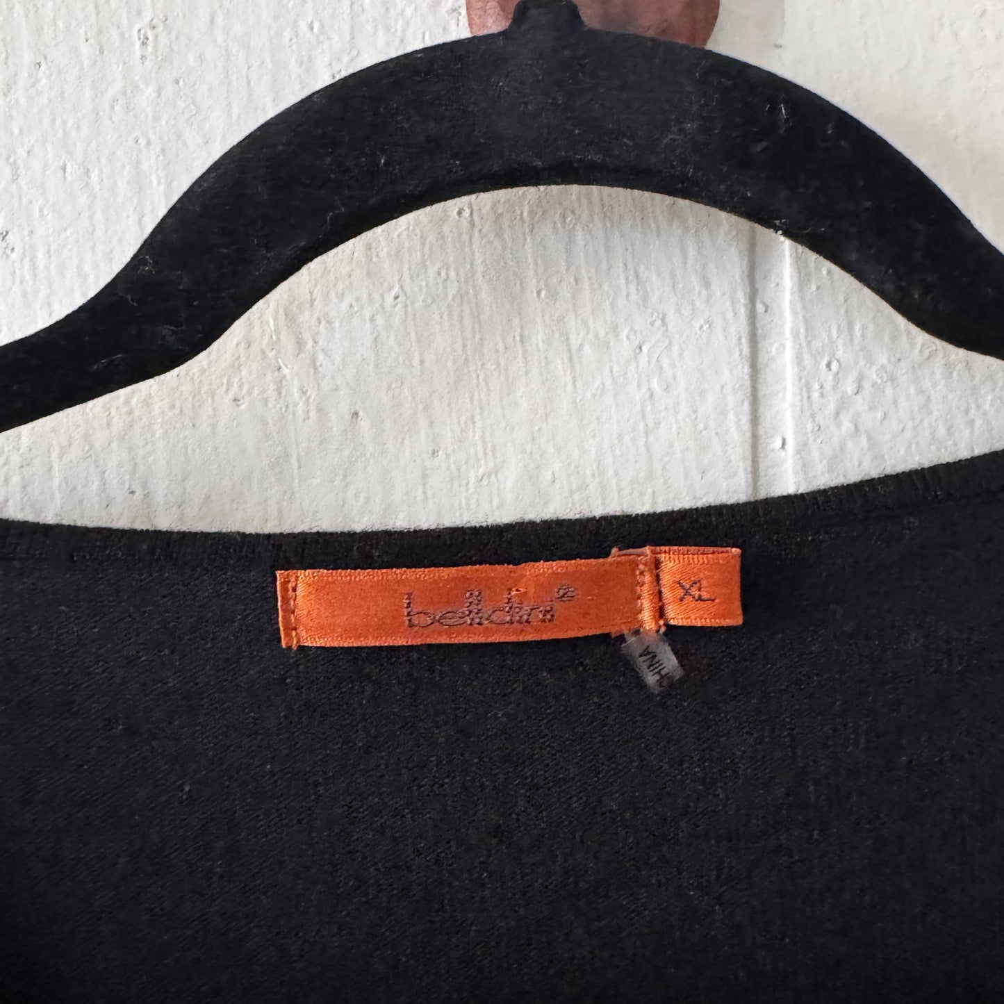 Vintage Black Rhinestone Stretchy Zip-Up Women’s Sweater Belldini Size XL Y2K