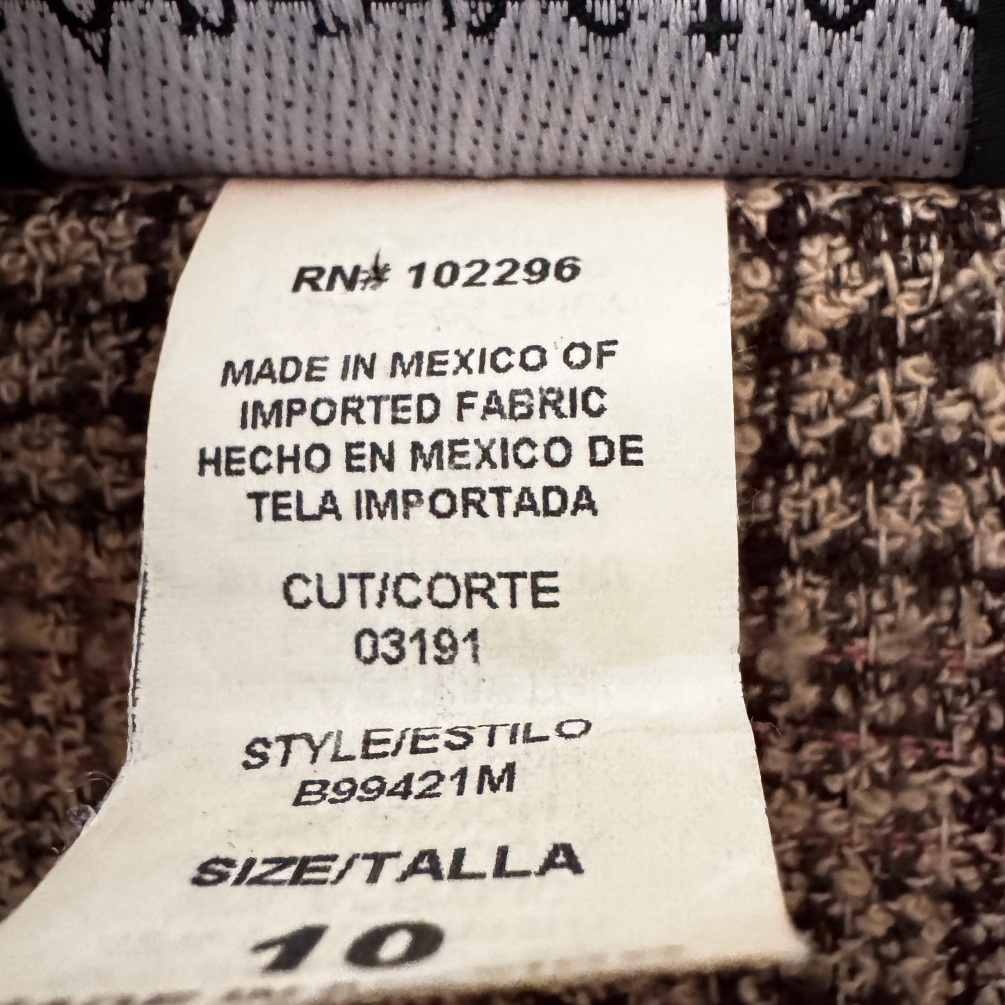 Vintage Tweed Women’s Blazer Faux Suede Trim Connected Apparel Size 10 Brown Check Jacket