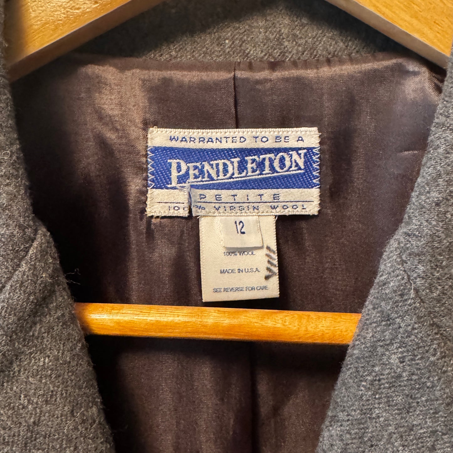 Vintage Pendleton Charcoal Wool Women’s Blazer Petite 12 100% Virgin Wool Made in USA Late 80s/90s