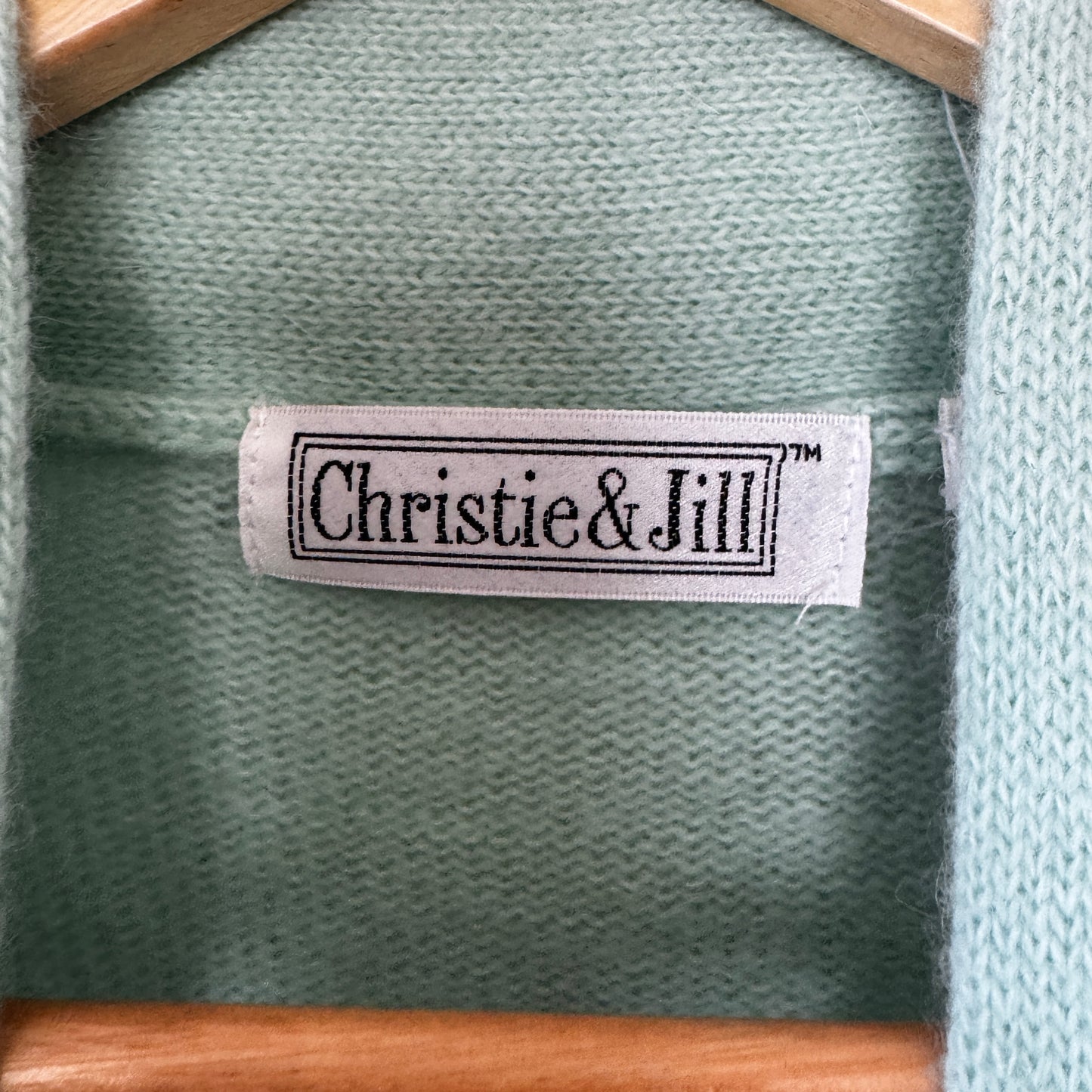Christie & Jill Vintage Mint Green Lambswool Angora Sweater Medium 80s/90s Soft Touch Knit