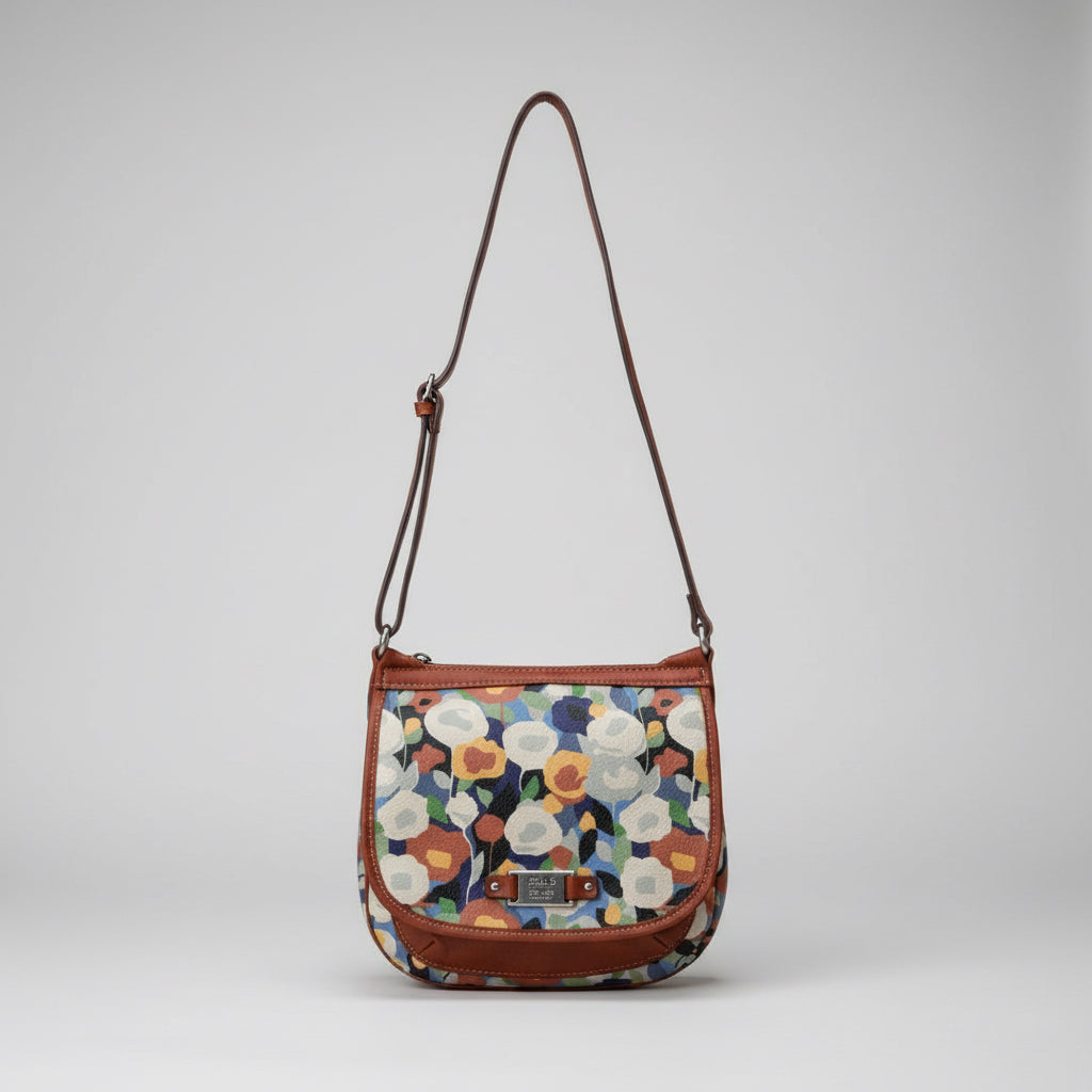 Vintage 70’s Inspired Relic Floral Crossbody Women’s Bag Retro Mod Bloom Print Indie Art Girl