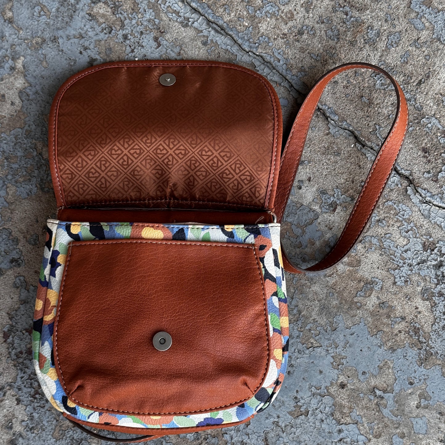 Vintage 70’s Inspired Relic Floral Crossbody Women’s Bag Retro Mod Bloom Print Indie Art Girl