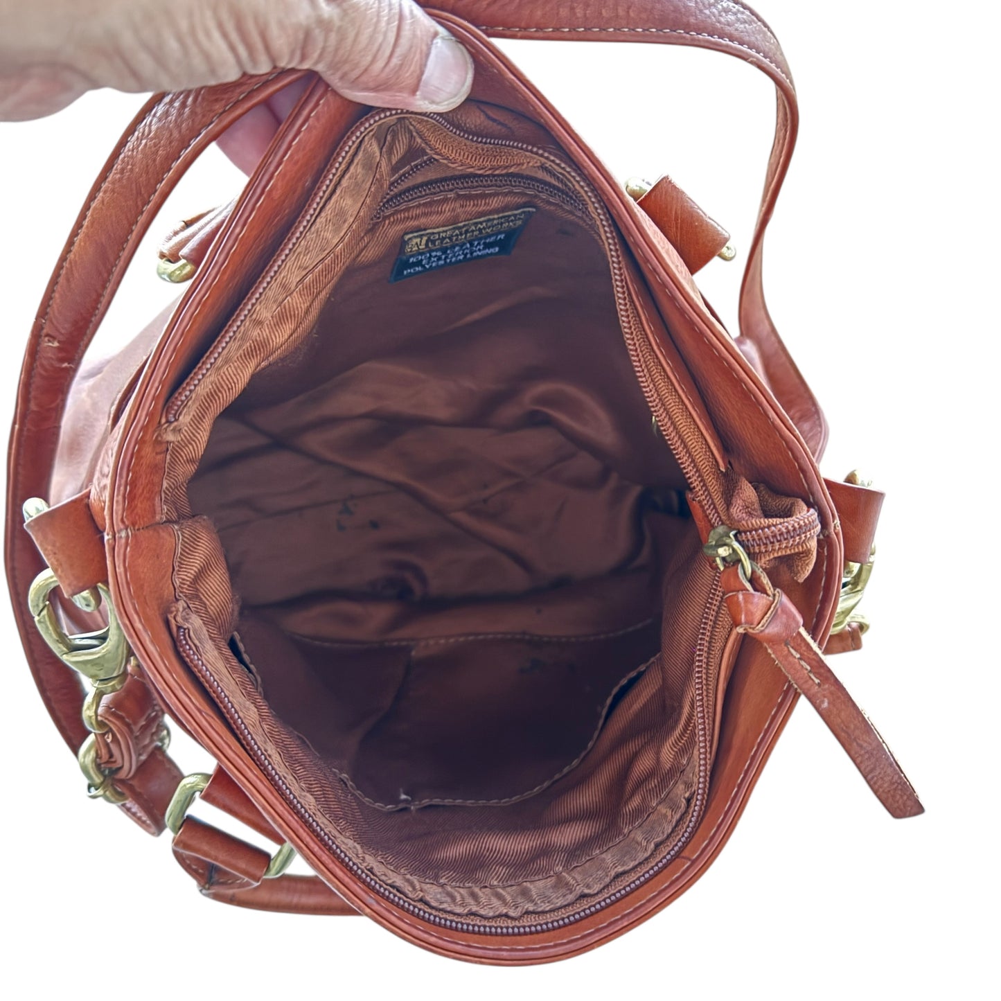 Vintage Y2K Great American Leather Works Women’s Satchel Brown Convertible Crossbody Tote