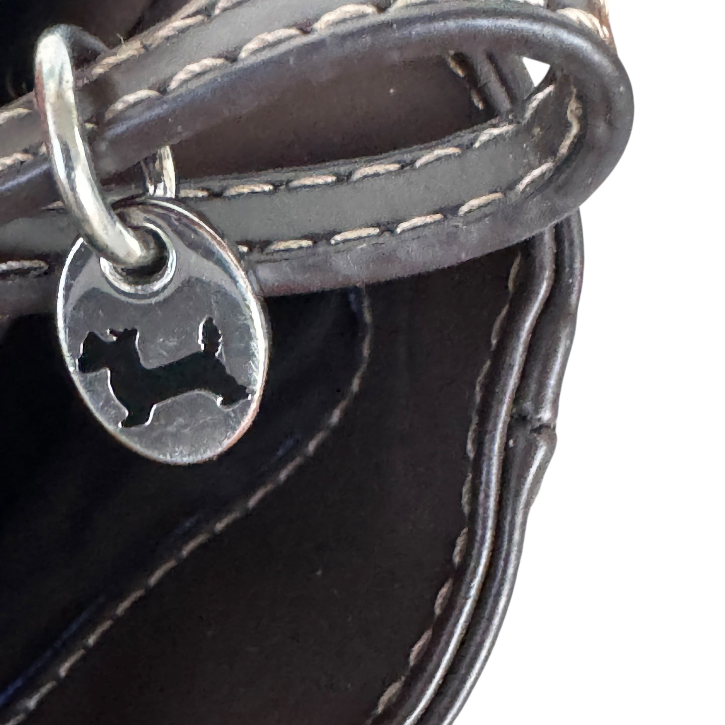 Y2K Tommy Hilfiger Logo Women’s Tote Bag Brown Faux Leather Trim Red Racing StripenStructured Top Handle Carryall