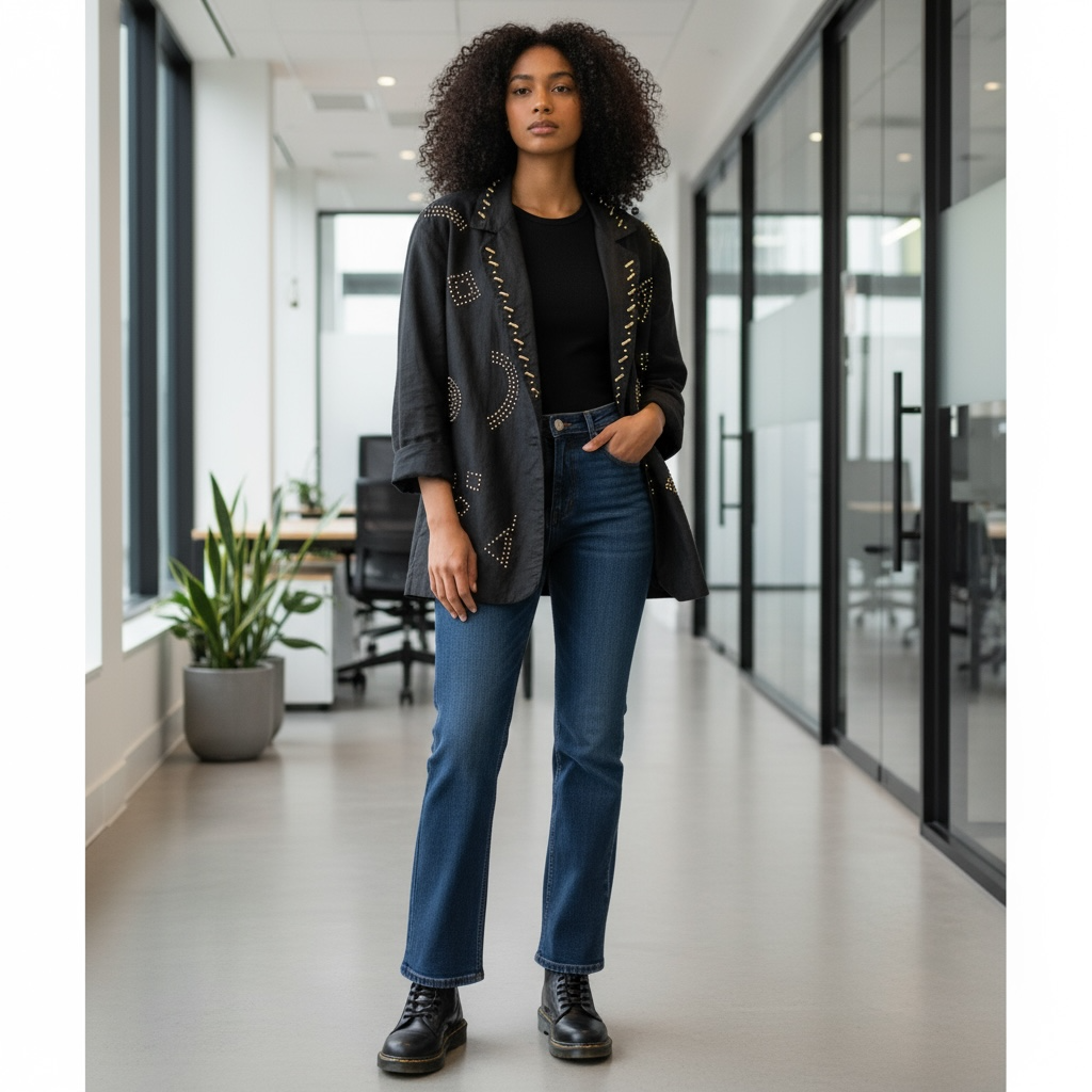 Vintage 1980s Adam Douglass by Adrianna Papell Studded Women’s Blazer | Black Geometric Art Deco Design | Size 10 Made in Hong Kong