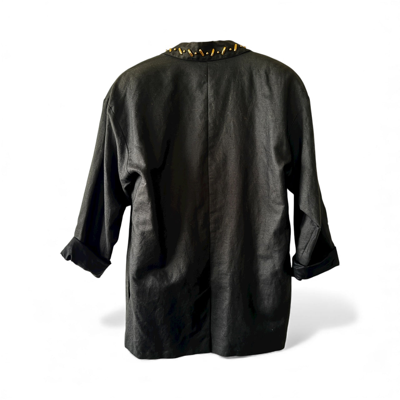 Vintage 1980s Adam Douglass by Adrianna Papell Studded Women’s Blazer | Black Geometric Art Deco Design | Size 10 Made in Hong Kong