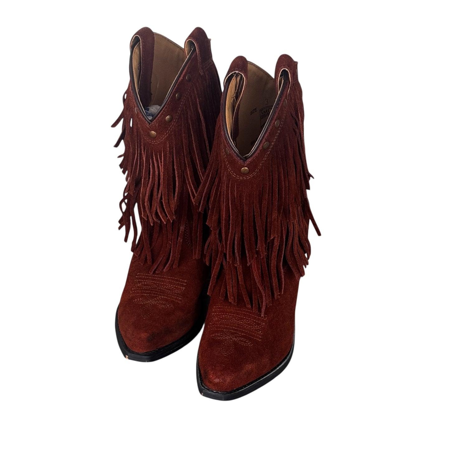 Brown Suede Fringe Western Youth Boots Smoky Mountain Size 3 Fits Women’s Shoe Size 4.5/5 Boho Cowgirl Retro Rodeo