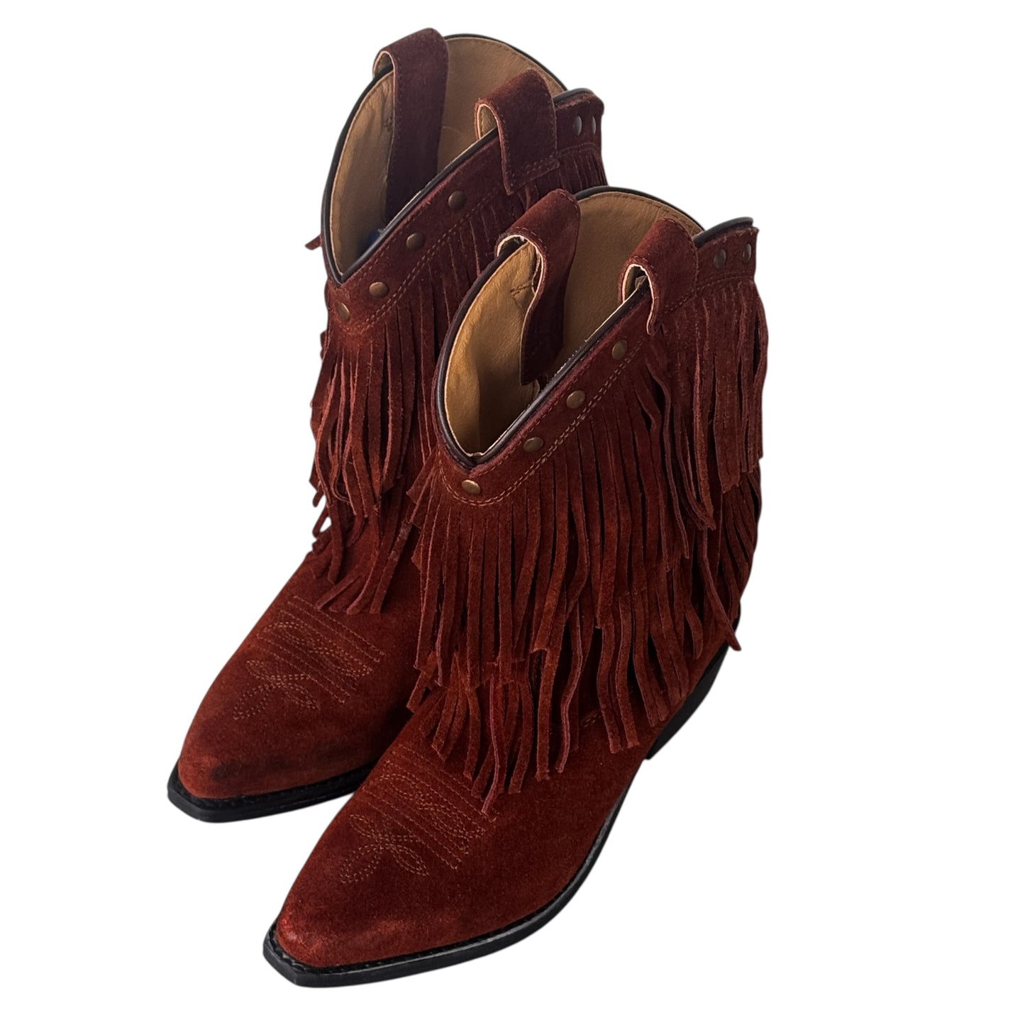 Brown Suede Fringe Western Youth Boots Smoky Mountain Size 3 Fits Women’s Shoe Size 4.5/5 Boho Cowgirl Retro Rodeo