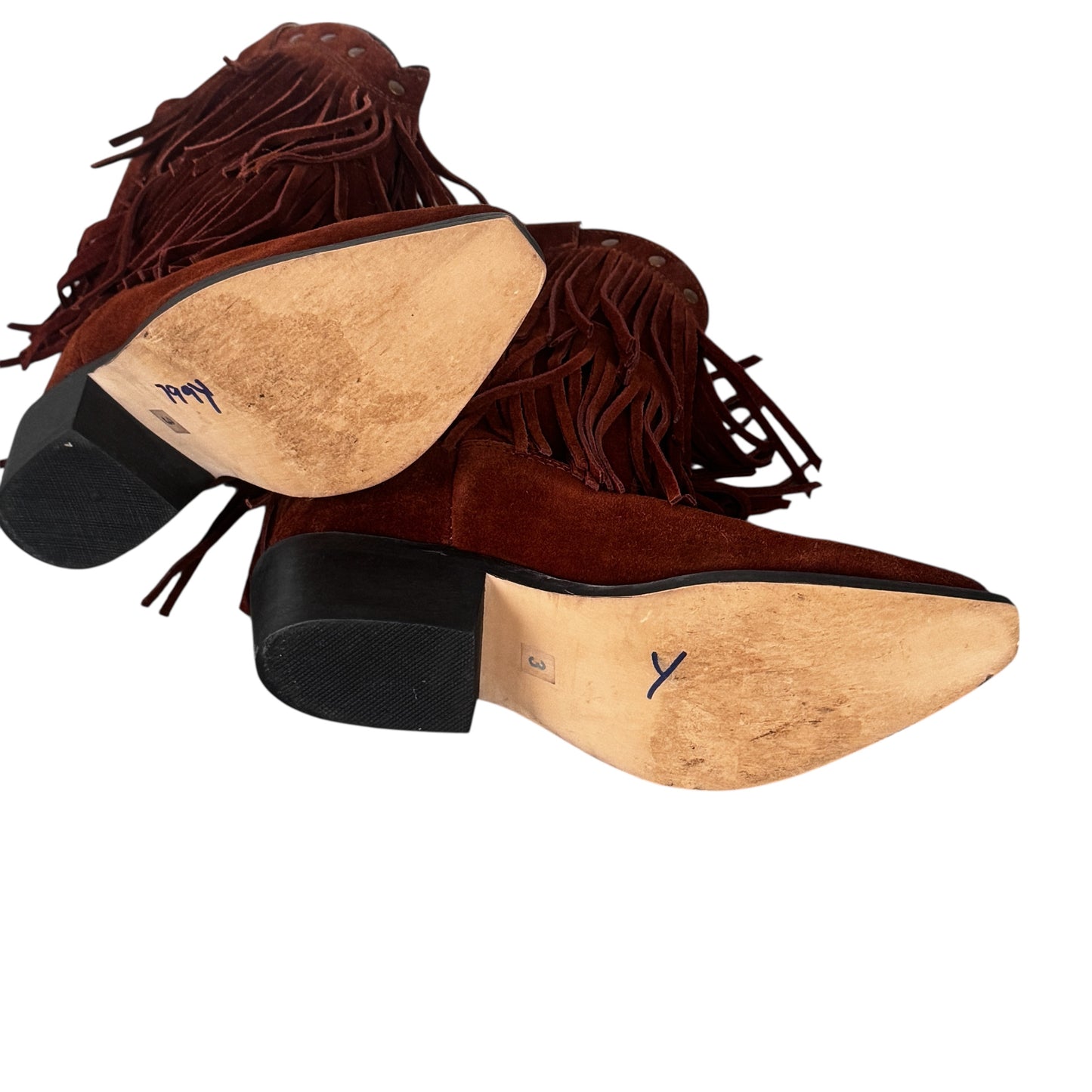 Brown Suede Fringe Western Youth Boots Smoky Mountain Size 3 Fits Women’s Shoe Size 4.5/5 Boho Cowgirl Retro Rodeo