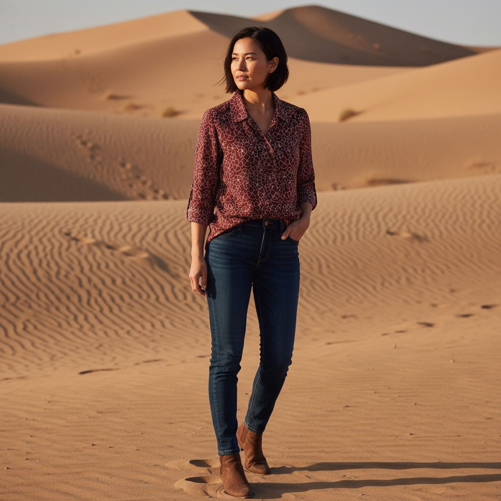 Vintage Sag Harbor Brown Floral Embroidered Button Front Women’s Top/Blouse Linen Rayon Blend Size Medium