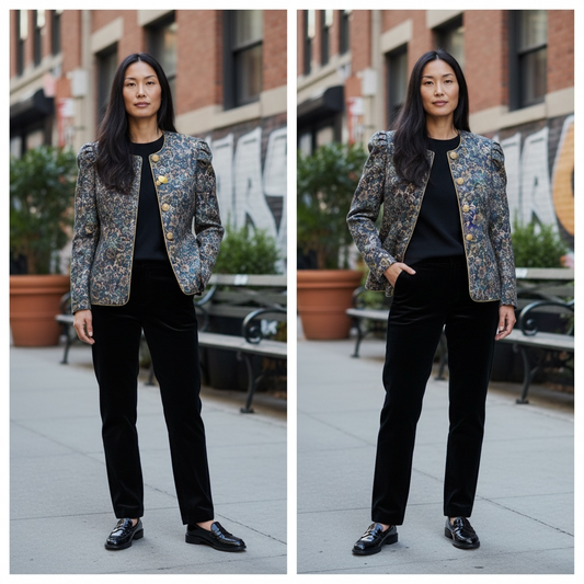 Vintage 1980s Lady Carol Floral Jacquard Women’s Blazer Deadstock NWT Union Made in USA Size 10