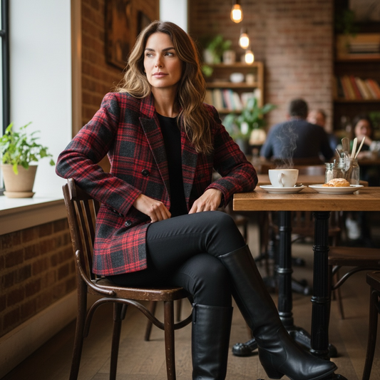 Vintage Steven Michaels Red Plaid Wool Blend Women’s Blazer Made in USA Size Medium
