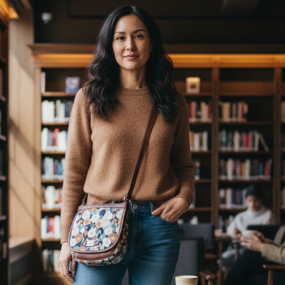 Vintage 70’s Inspired Relic Floral Crossbody Women’s Bag Retro Mod Bloom Print Indie Art Girl