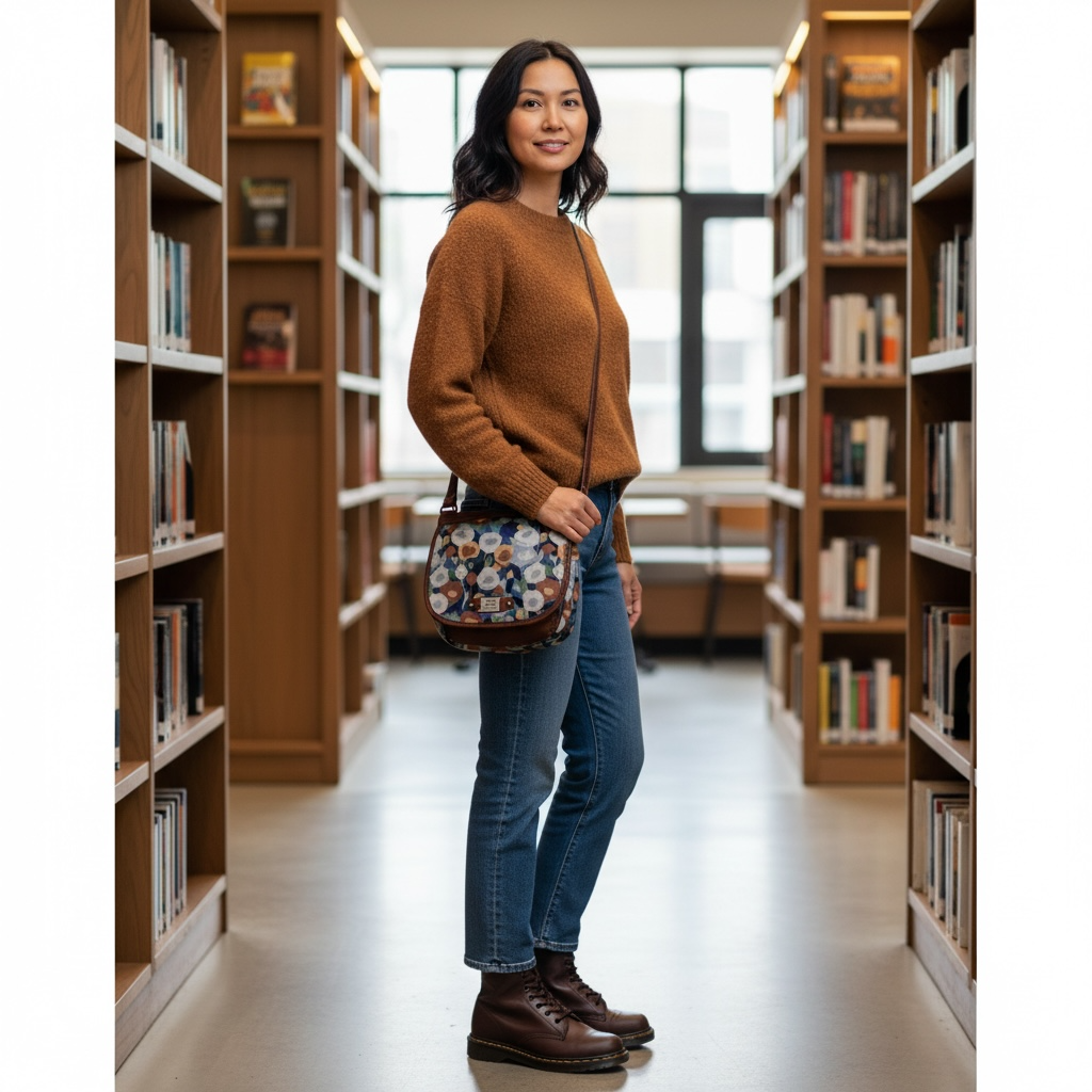 Vintage 70’s Inspired Relic Floral Crossbody Women’s Bag Retro Mod Bloom Print Indie Art Girl