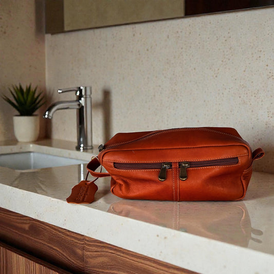 90’s Retro Men’s Toiletry Bag Sarge Leather Company Genuine Saddle Leather Classic Americana Travel Gear