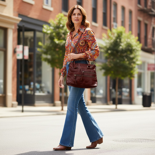 Vintage Y2K Great American Leather Works Women’s Satchel Brown Convertible Crossbody Tote