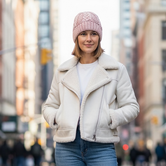 Hand-Knit Blush Pink Winter Women’s Hat Beanie Cozy Cottagecore Soft-Girl Style (Handmade)
