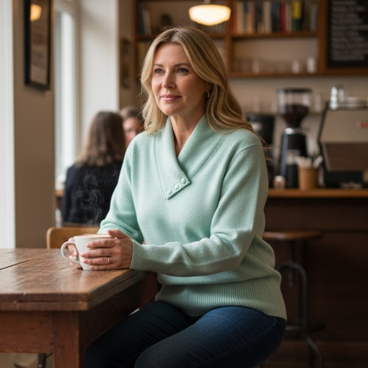 Christie & Jill Vintage Mint Green Lambswool Angora Sweater Medium 80s/90s Soft Touch Knit